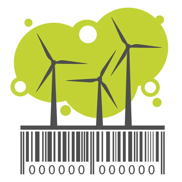 Wind power stations and barcode — Stock Vector