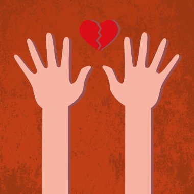 Kalbi kırık elleriyle