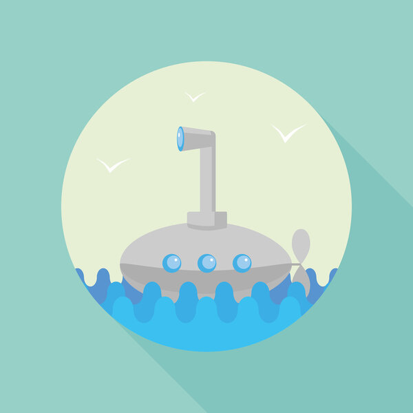 Submarine swimming in sea