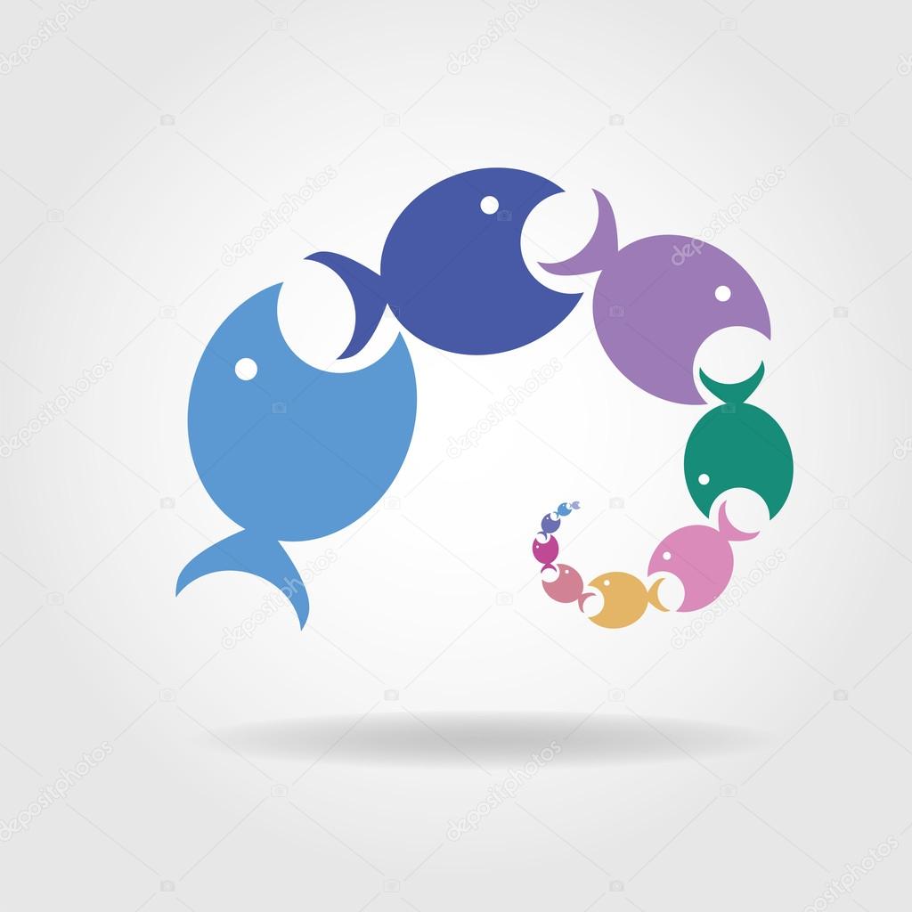 Spiral made of fish, infinite food chain