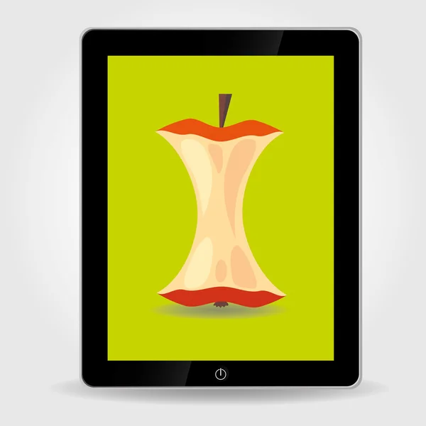 Apple core pe tabletă PC — Vector de stoc