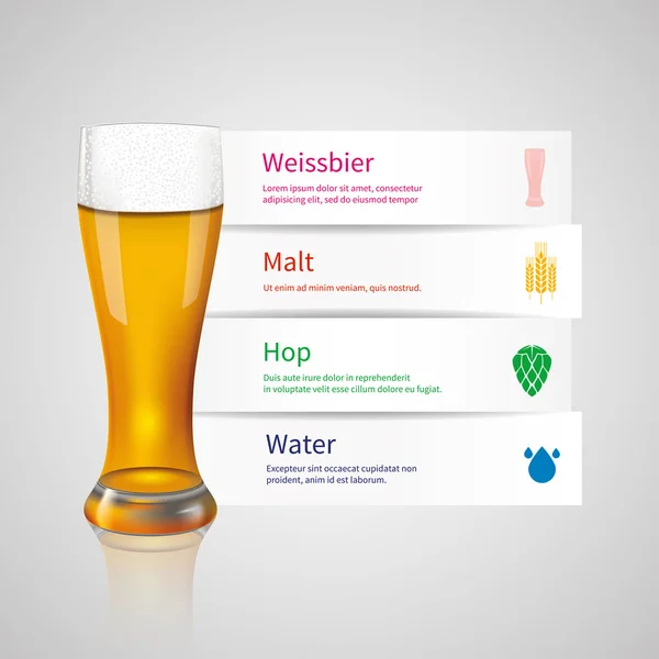Infografica di carta con birra — Vettoriale Stock