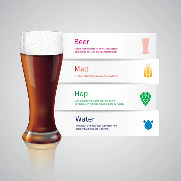 Design infografico birra scura — Vettoriale Stock