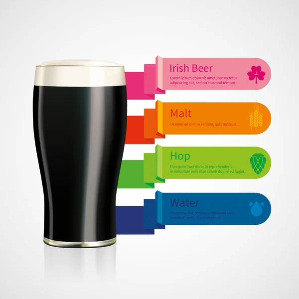 Bière irlandaise origami infographies — Image vectorielle