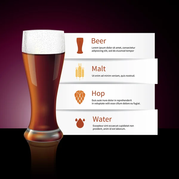 Donker bier infographics ontwerp — Stockvector