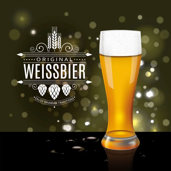 Beer on festive background — Stock Vector