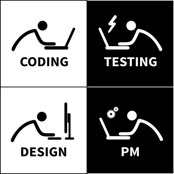 Coder, qa uzmanı, proje yöneticisi ve Tasarımcısı