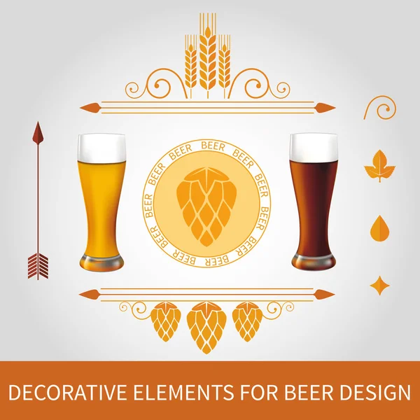 Elementos para el diseño de etiquetas de cerveza — Vector de stock