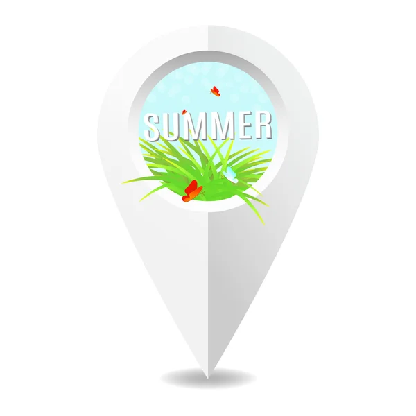 Χάρτης δείκτη με λέξη καλοκαίρι — Διανυσματικό Αρχείο