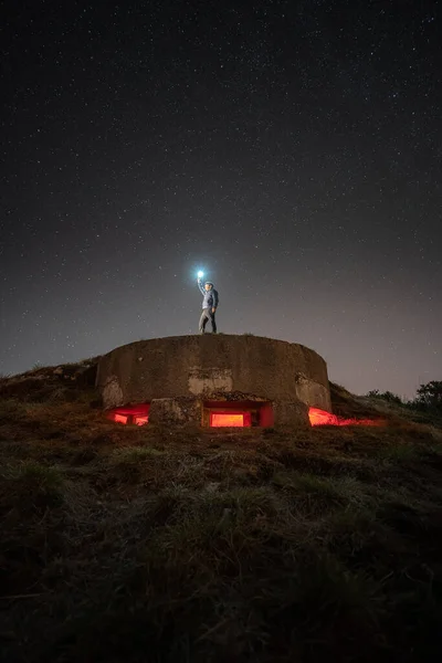 Nuit Étoilée Sur Nid Mitrailleuses Guerre Civile Candamo Asturies — Photo