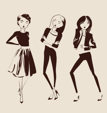 moda kadın elle çizilmiş
