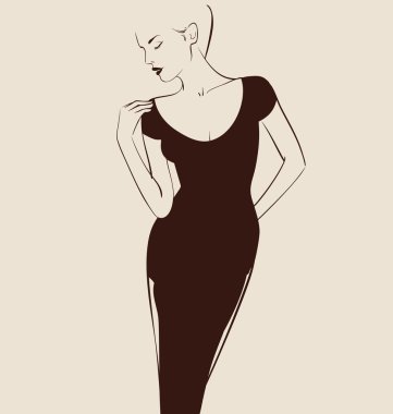 güzel kadın elle çizilmiş