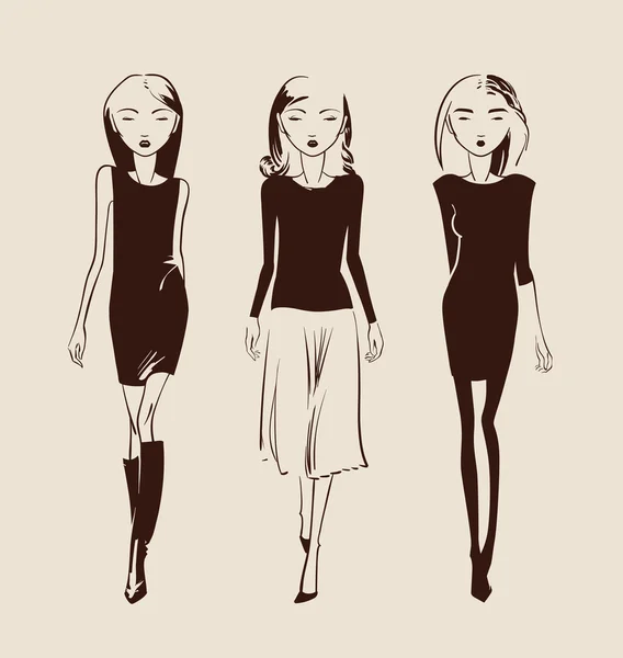 Mujer de moda dibujado a mano — Vector de stock