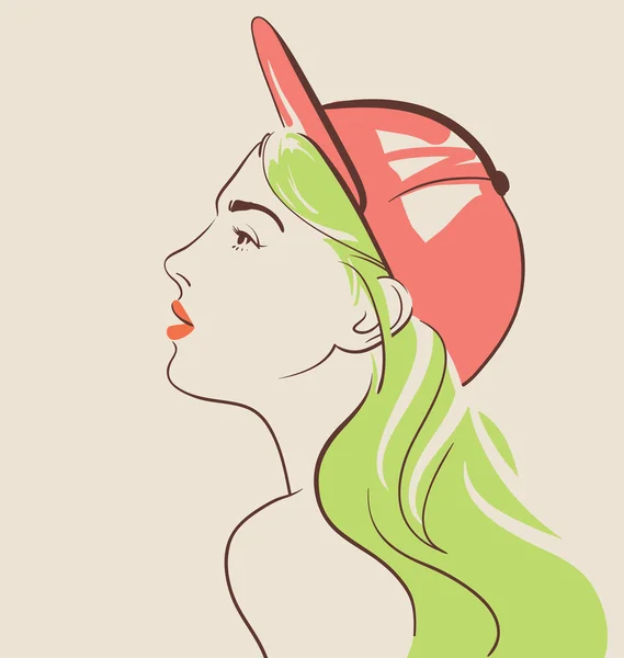 Piękne moda kobieta w kapeluszu — Wektor stockowy