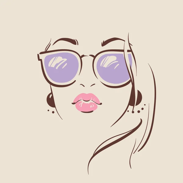 Hermosa mujer en gafas con pendiente — Vector de stock