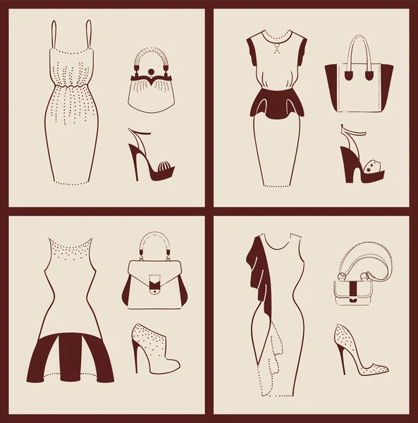 Mujer ropa zapatos y bolsas — Archivo Imágenes Vectoriales