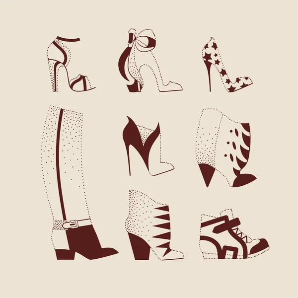 Zapatos de mujer para el día y la noche — Archivo Imágenes Vectoriales