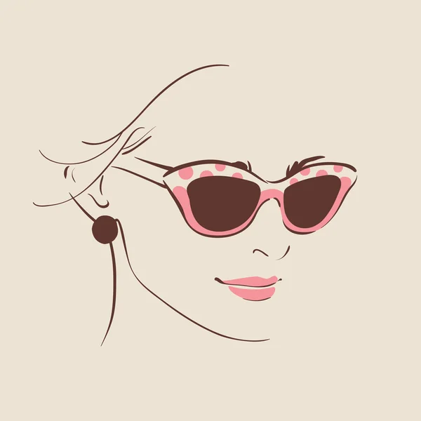 Hermosa mujer en gafas con pendiente — Vector de stock