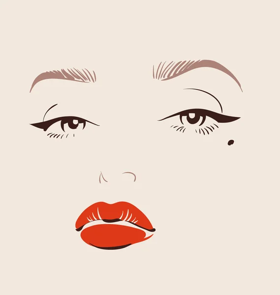 Hermosa cara de mujer — Vector de stock