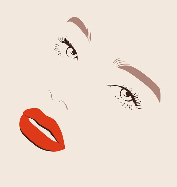 Hermosa cara de mujer — Vector de stock