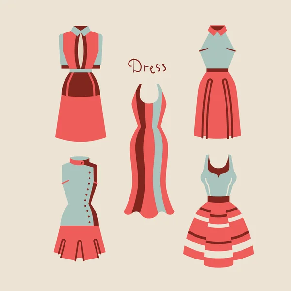 Hermosos vestidos de mujer — Archivo Imágenes Vectoriales