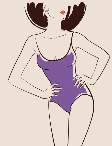 Belle femme en maillot de bain — Image vectorielle