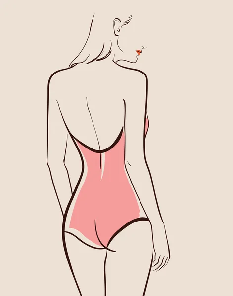 Hermosa mujer con traje de baño — Vector de stock