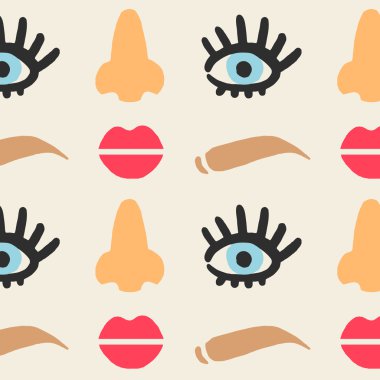 Şirin Dikişsiz desen vektör eps 10 yüz özellikleri