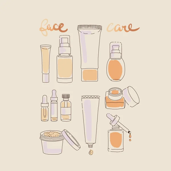 Collection de produits de scin et d'illustration cosmétique — Image vectorielle