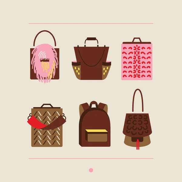 Collection of woman bags and purses vector illustration — Stock Vector