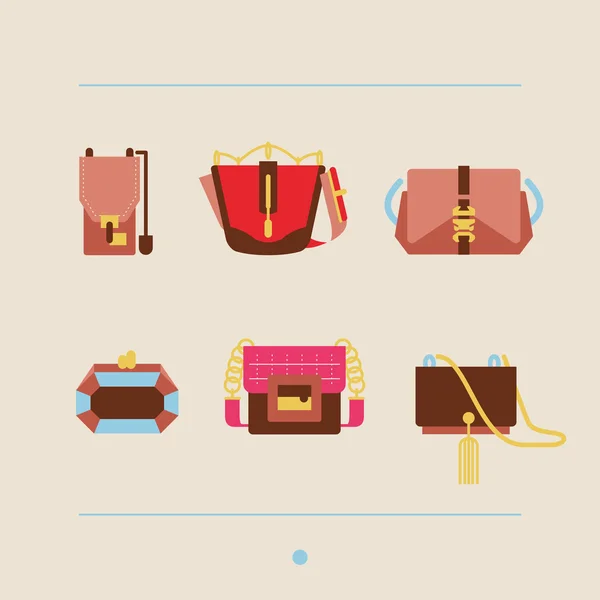 Collection of woman bags and purses vector illustration — Stock Vector