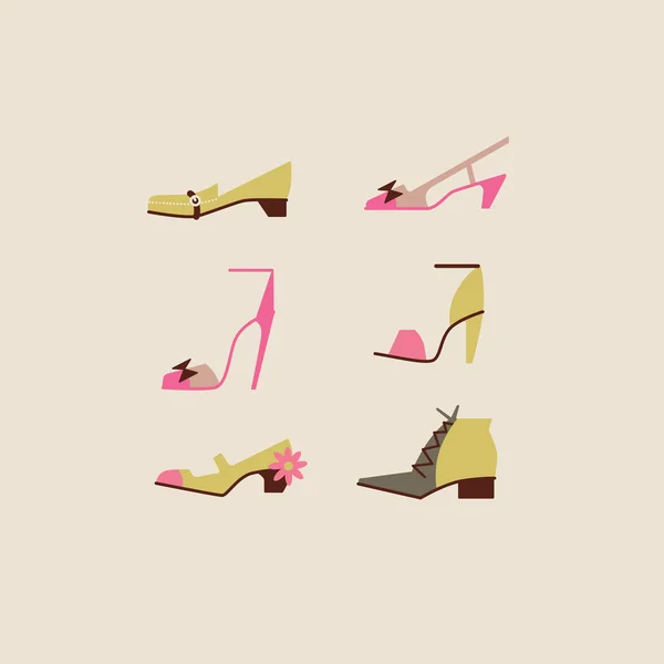 Colección de zapatos de mujer vector ilustración — Vector de stock