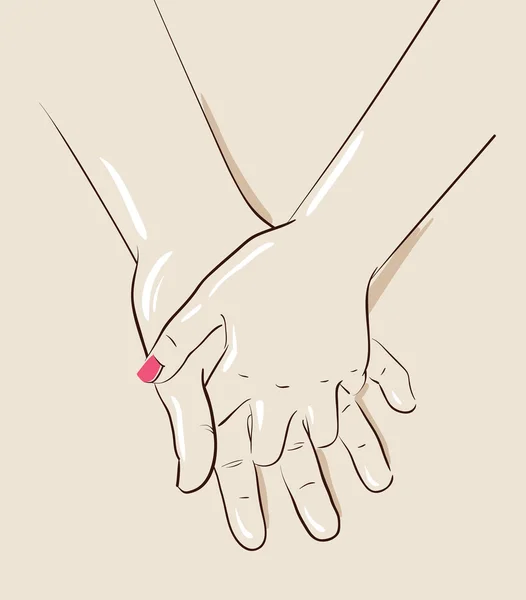 Pareja de hombres y mujeres cogidos de la mano. Ilustración vectorial — Vector de stock