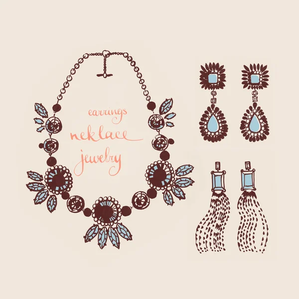 Woman jewelry and accessories hand drawn collection illustration — Stock Photo, Image