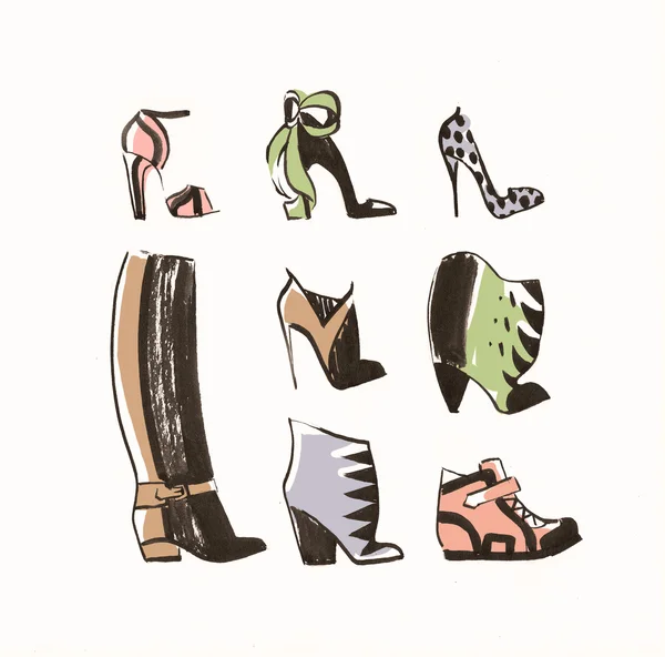 Collection of woman shoes isolated — Stock Photo, Image