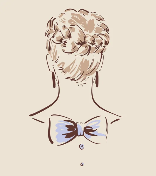 Vacker kvinna frisyr vy från baksidan illustration — Stock vektor