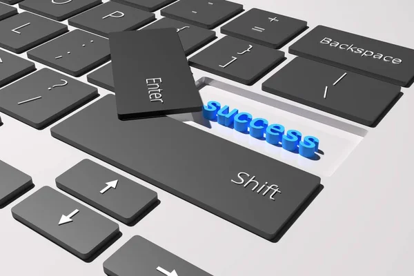 Success Word Hiding Enter Key Keyboard Illustration — Stock Photo, Image