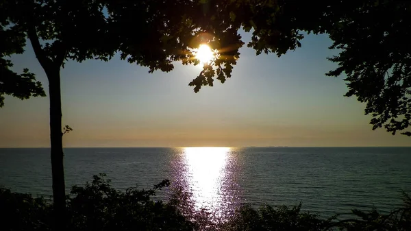 Natureza Verão Bela Vista Pôr Sol Sobre Mar Baltc Gdynia — Fotografia de Stock