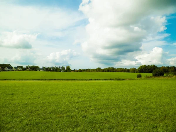 Champ Vert Dans Campagne Kachoube Pologne Concept Nature Agriculture Espace Photo De Stock