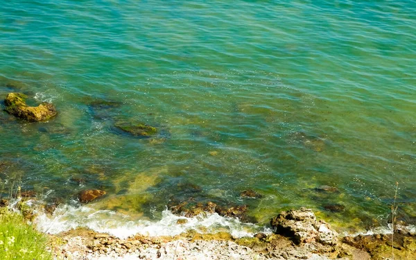 Pohled Útesu Vodě Černého Moře Krásná Transparentní Voda Černého Moře — Stock fotografie