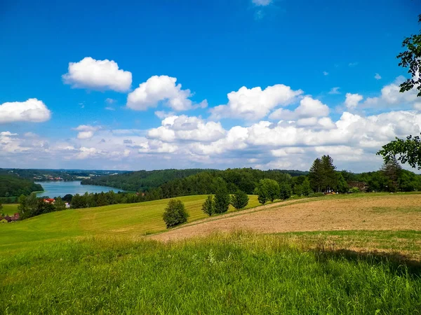 Bela Vista Lago Ostrzyckie Colinas Região Wiezyca Pomerânia Kashubia Polônia — Fotografia de Stock