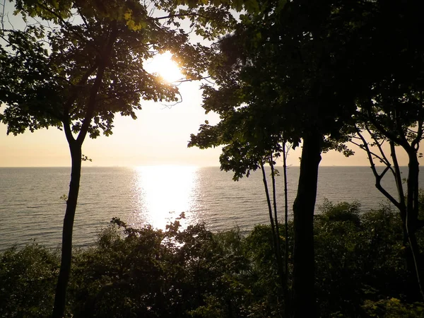 Natureza Verão Bela Vista Pôr Sol Sobre Mar Baltc Gdynia — Fotografia de Stock