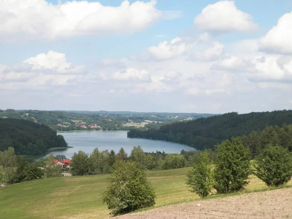 Bella Vista Sul Lago Ostrzyckie Sulle Colline Della Regione Wiezyca — Foto Stock