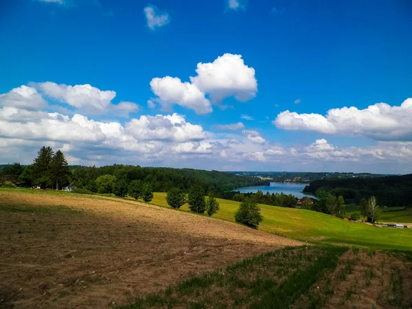 Bela Vista Lago Ostrzyckie Colinas Região Wiezyca Pomerânia Kashubia Polônia — Fotografia de Stock