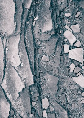 Yerdeki kayalar doğal bir arka plan. Boşluğu kopyala.