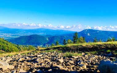 Polonya 'daki Beskides Dağları. Klimchok Dağı 'ndan görüntü.