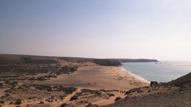 Cliff near Popagayo Beach. Lanzarote Island. Canarian Archipelago. Popular touristic attraction.
