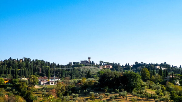 Landscape of countryside in Tuscany italy.