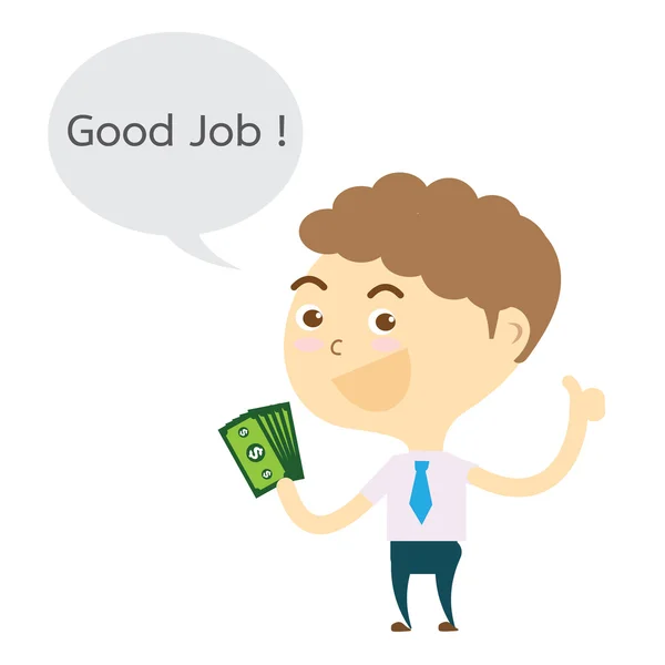 Businessman holding money and thumb up good job! vector Royalty Free Stock Vectors