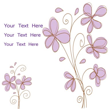 pembe çiçekler vektör kartı veya davet doodle